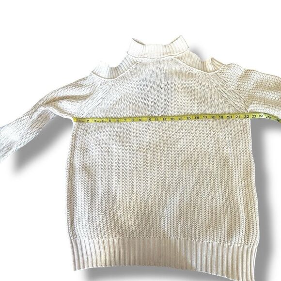 Free People Sweater Women’s Half Moon Bay Ivory Cold Shoulder Oversized XS - Picture 6 of 7